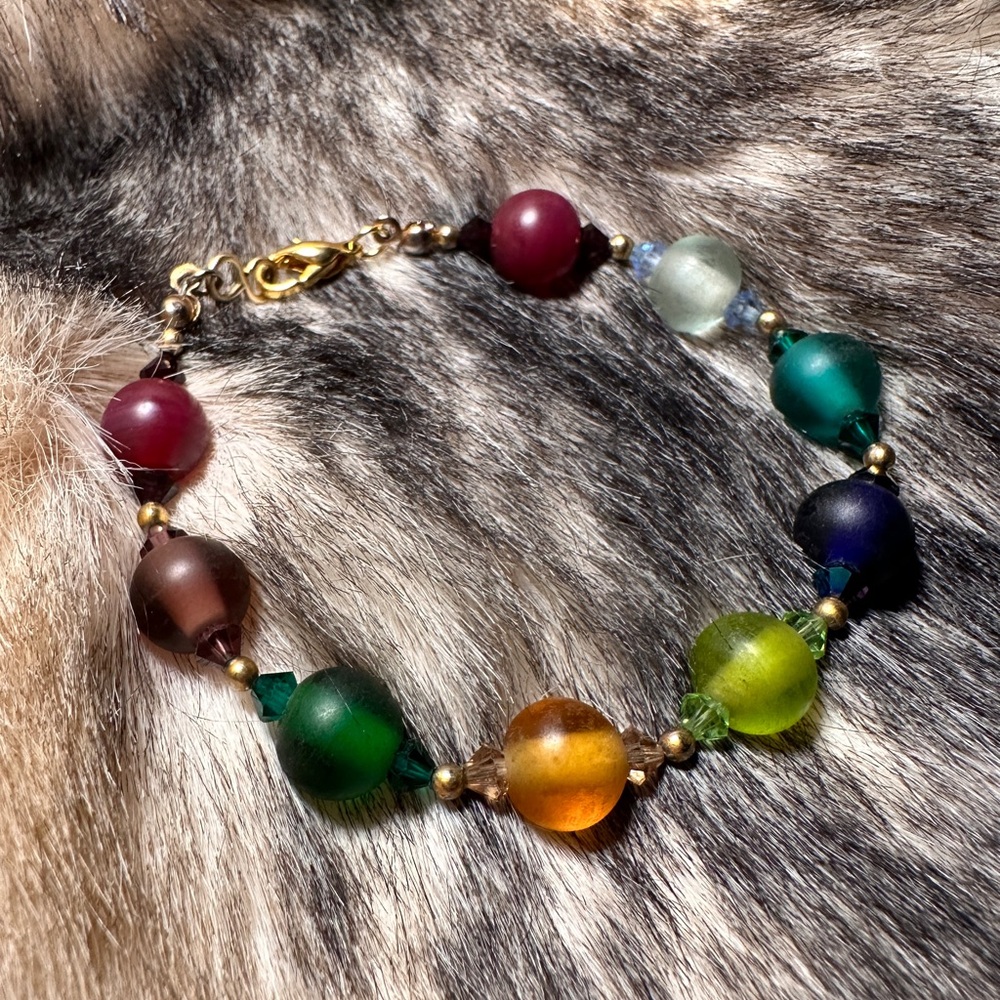 Multi-Color Glass Bead & Rhinestone Bracelet/LGBTQ+